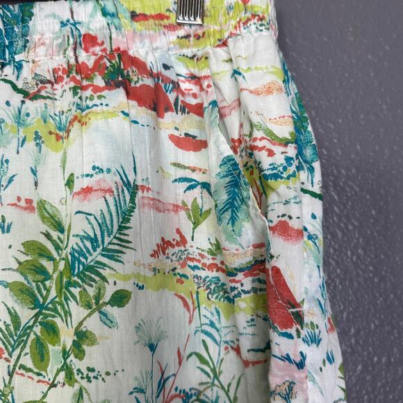 SIGRID OLSEN Beachy Tropical A-Line Lined Ruffle Mini Skirt Pockets Large - Picture 3 of 6